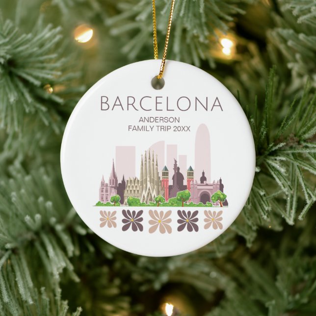 Cute Barcelona Spanien Julgransprydnad Keramik (Träd)