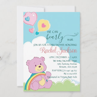 Cute Barly Wait Baby Shower Cloudy Heart Balloon Inbjudningar
