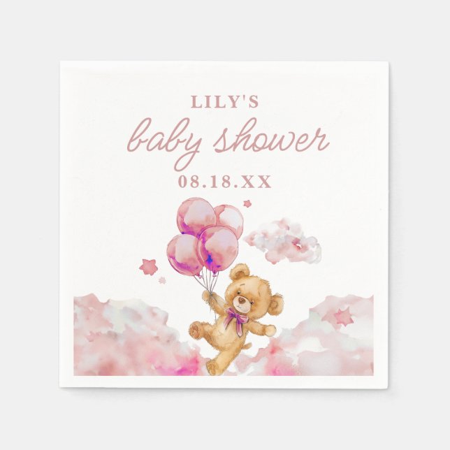 Cute Barly Wait Rosa Girl Baby Shower Pappersservett (Framsidan)