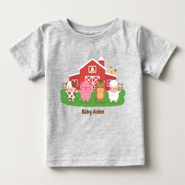 Cute Barn Boskap Baby T Shirt (Framsida)