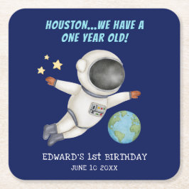 Cute Barn Födelsedagsfest Spaceman Underlägg Papper Kvadrat