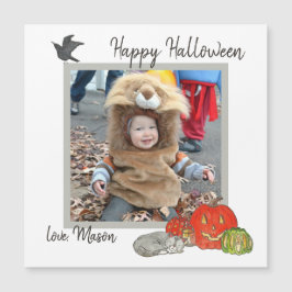 Cute Barn Halloween-fotomagnetiskt kort