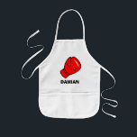 Cute barn-plattan med tecknad för rödboxningshands barnförkläde<br><div class="desc">Cute barn-plattan med tecknad för rödboxning. Köks/matlagning/bakplattor för barn. Anpassa med citat från namn eller roligt. Lilla teckning med leende. Dessutom till konst och hantverk,  målning,  teckning m.m. Roligt som leende Kawaii stil teckning.</div>