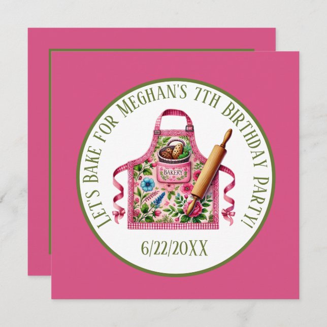 Cute Barn som bakar Födelsedagsfest Inbjudningar (Fram/baksida)