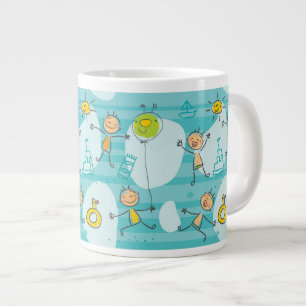 Cute Barn som leker på stranden mönster Jumbo Mugg