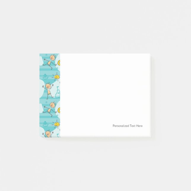 Cute Barn som leker på stranden mönster Post-it Block (Framsida)