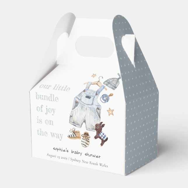 Cute Barnkläders Essentials Blue Boy Baby Shower Presentaskar (Framsidan Sidan)