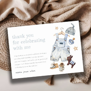 Cute Barnkläders Essentials Blue Boy Baby Shower Tack Kort
