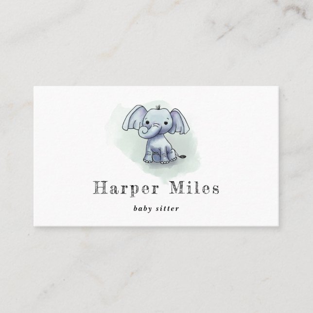 Cute barnomsorg för elefant visitkort (Framsida)