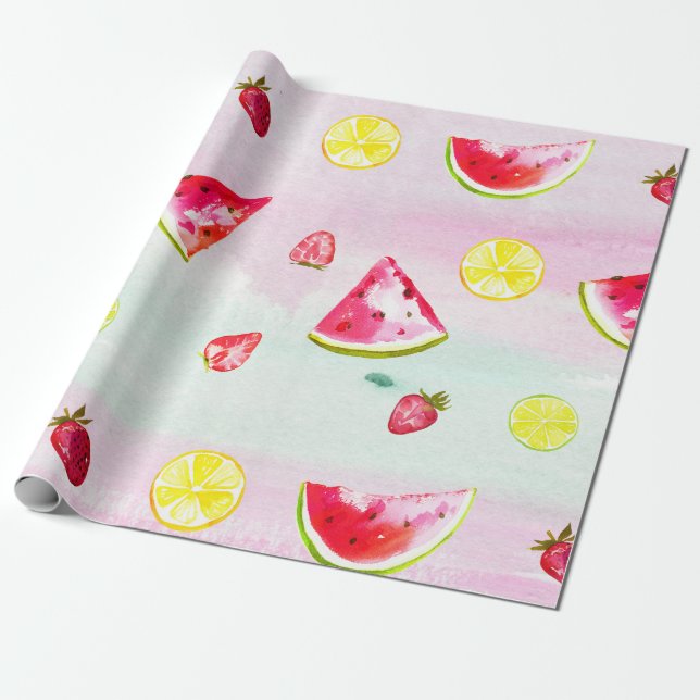 Cute Barns födelsedag Watermelon Lemon Presentpapper (Utrullad)