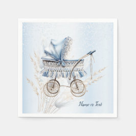Cute Barnvagn Blue-Blommigten Vacker Party Pappersservett