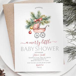 Cute Barnvagn jul - en fin liten babystövel Inbjudningar