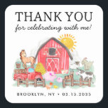 Cute Barnyard Animals Kids Farm Birthday Tack Fyrkantigt Klistermärke<br><div class="desc">Cute Watercolor Rustic Barnyard Animals Kids Farm Birthday Tack för att komma åt favoritetikett</div>
