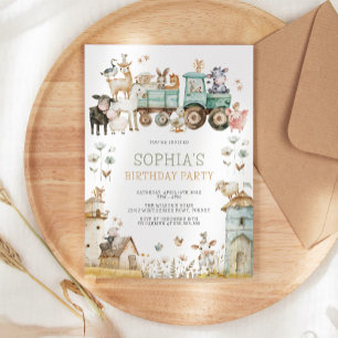 Cute Barnyard Boskap Birthday Inbjudningar