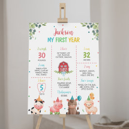 Cute Barnyard Boskap Birthday Milestone Sign Poster