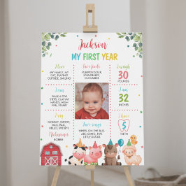 Cute Barnyard Boskap Birthday Milestone Sign Poster