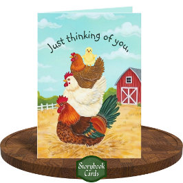 Cute Barnyard Chickens tänker på dig. Kort