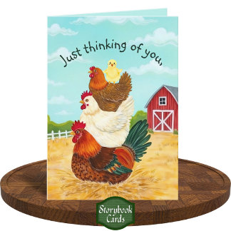 Cute Barnyard Chickens tänker på dig. Kort