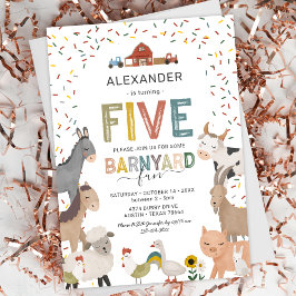 Cute Barnyard Farm 5:e födelsedagsinbjudan Inbjudningar