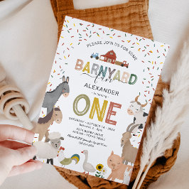 Cute Barnyard Farm Första födelsedagsinbjudan Inbjudningar