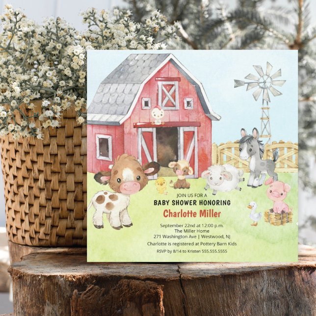 Cute Barnyard Friends Baby Shower Inbjudningar (Skapare uppladdad)