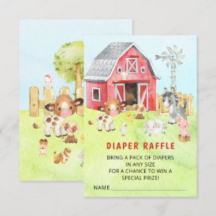 Cute Barnyard Friends Baby Shower Raffle Inbjudningar