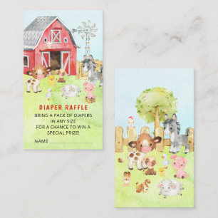 Cute Barnyard Friends Baby Shower Raffle Tilläggskort