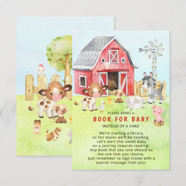 Cute Barnyard Friends Baby Shower Tilläggskort (Fram/baksida)