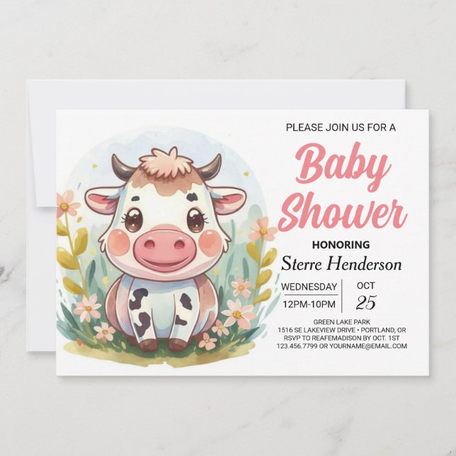 Cute Barnyard-utskrivbar babystövel för kabinett Inbjudningar (Framsida)