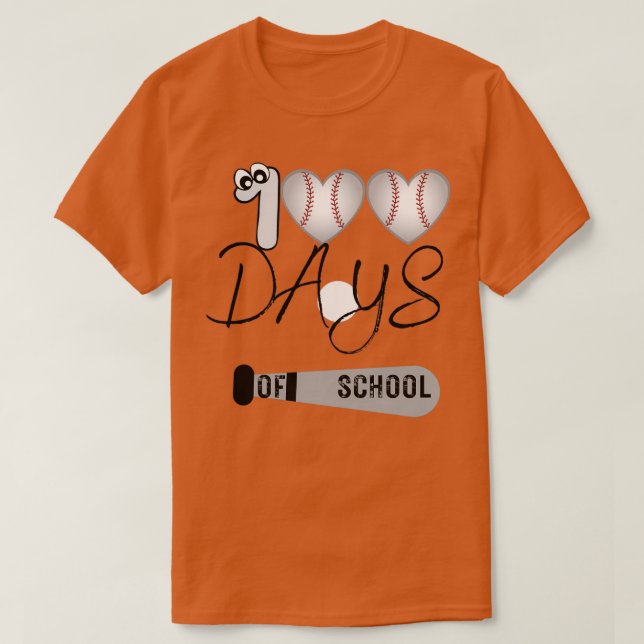 Cute Baseball 100 dagar för lärarinnan T Shirt (Design framsida)