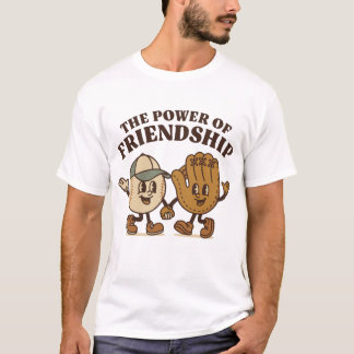 Cute Baseball and Glove Tecknad Graphic T Shirt