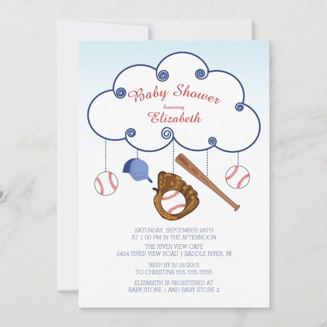 Cute Baseball Baby Shower-inbjudningar Inbjudningar (Framsida)