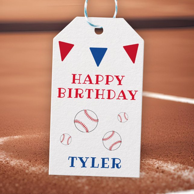 Cute Baseball Boll Bunting Flaggor Boy Birthday Presentetikett (Skapare uppladdad)
