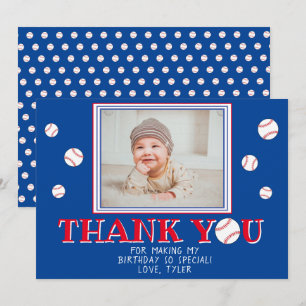 Cute Baseball Bollar Birthday Photo Tack Kort