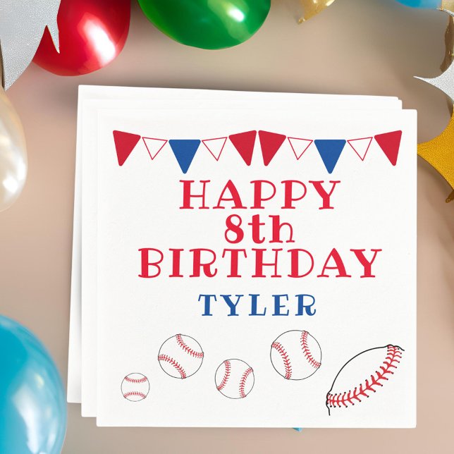 Cute Baseball Bunting Flagga Boll Boy Födelsedagsf Pappersservett (Skapare uppladdad)