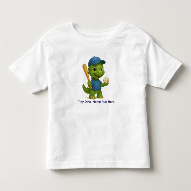 Cute Baseball Dino Shirt for Kids T (Framsida)