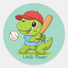 Cute Baseball Dinosaur T-Rex Sports Illustration Runt Klistermärke