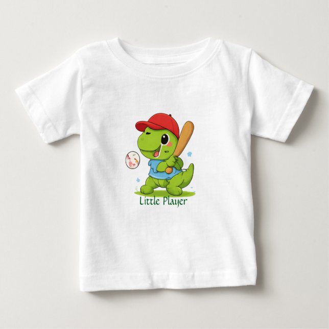 Cute Baseball Dinosaur T-Rex Sports T-Shirt (Framsida)