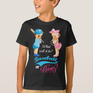 Cute Baseball eller Bows Gender Reveal T Shirt