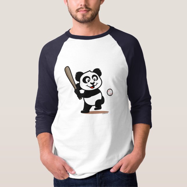 Cute Baseball Panda T-shirt (Framsida)