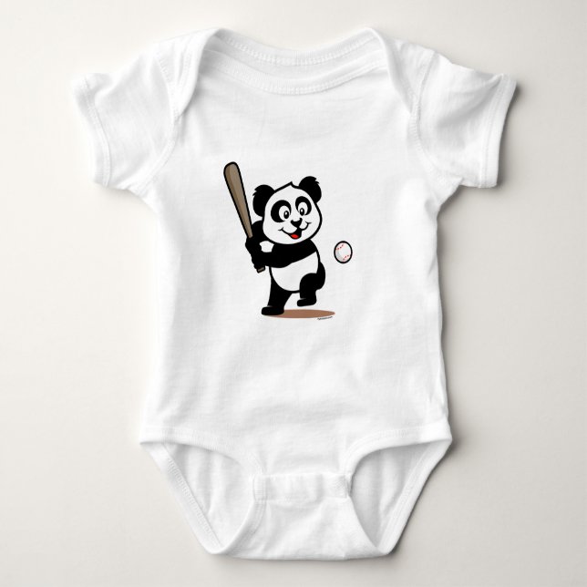 Cute Baseball Panda Tee Shirt (Framsida)
