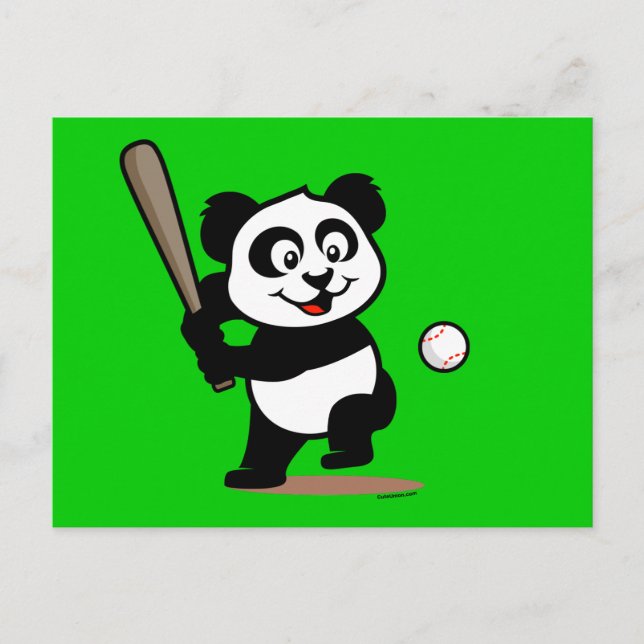 Cute Baseball Panda Vykort (Framsida)