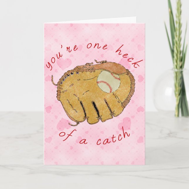 Cute Baseball Softball Valentine Day Card Helgkort (Framsida)
