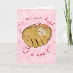 Cute Baseball Softball Valentine Day Card Helgkort