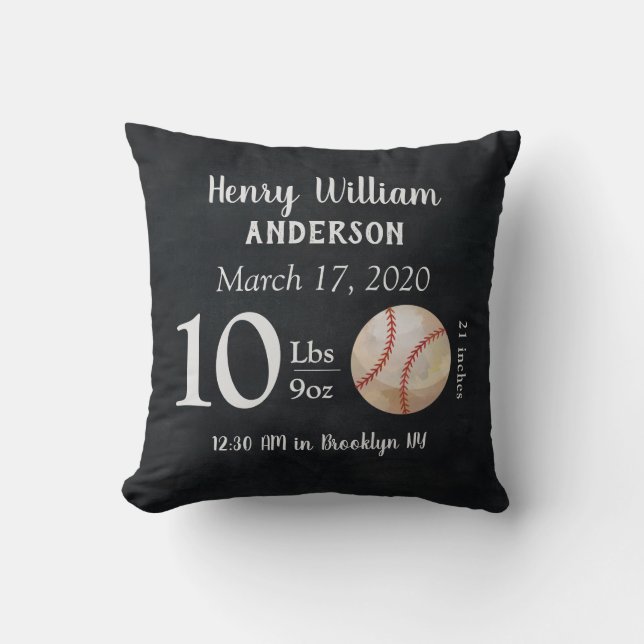 Cute Baseball Sports Boll Baby Birtud Stats Nurser Kudde (Framsida)