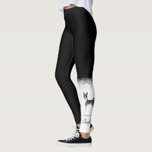 Cute Basenji Hund in Black and White & Anpassnings Leggings