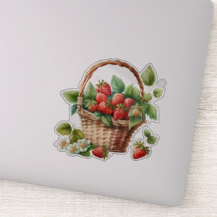 Cute Basket Fullt av jordgubbar Klistermärken