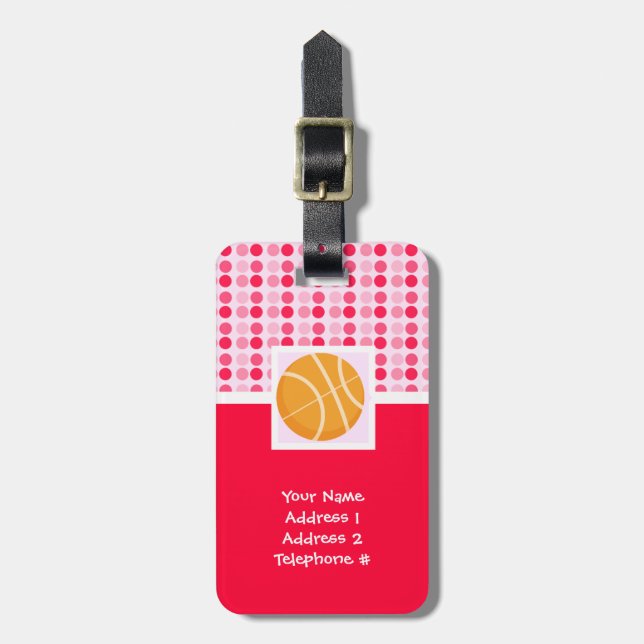 Cute Basketball Bagagebricka (Vertikal Framsida)