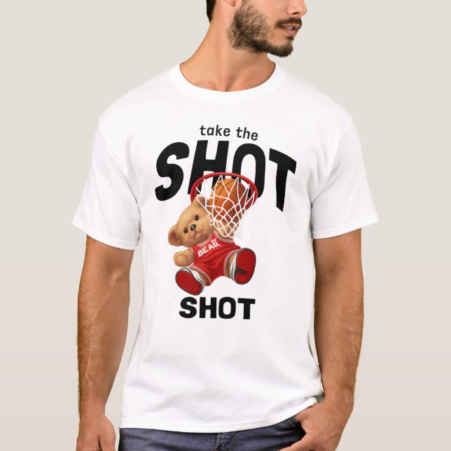 Cute Basketball Bear Slam Dunk Tee (Framsida)