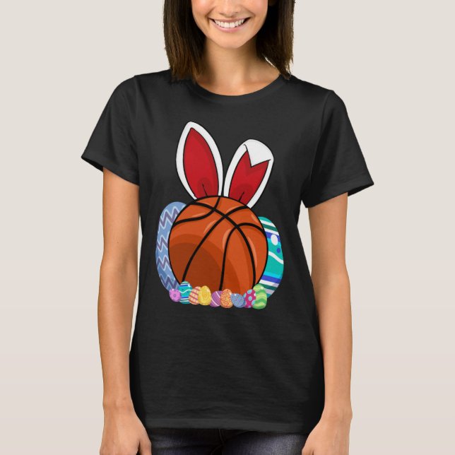 Cute Basketball Easter Egg Bunny  For Kids Boys To T Shirt (Framsida)